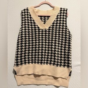 Houndstooth Black and Cream Sweater Vest